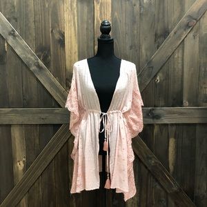 Embroidered Floral Pink Kimono